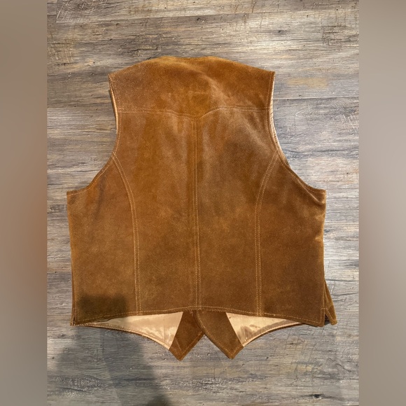 Vintage Sears The Leather Shop Western Suede Leather Vest Jacket Sz 44/XL - Picture 2 of 7